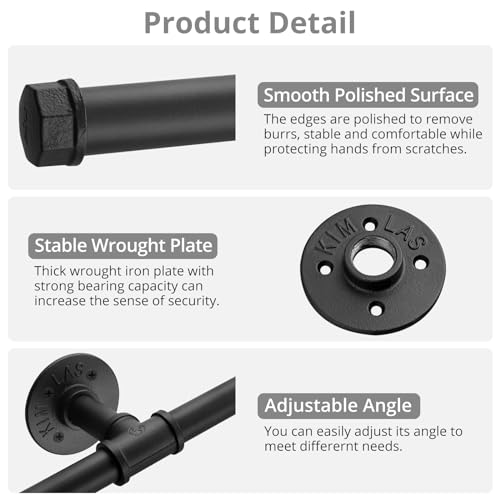 Tanice Stair Handrail, 3M Black Banister Handrail, Industrial Pipe Clothes Rail, Outdoor Indoor Industrial Pipe Stair Banister for Elder and Child - Image 3