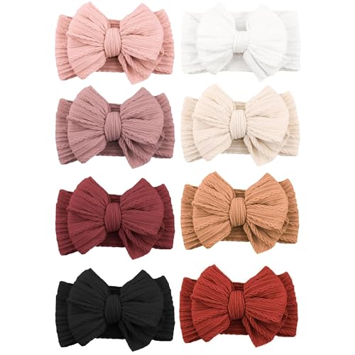 Niceye Handmade Baby Headbands Soft Stretchy Nylon Hair Bands with Bows for Newborn Infant Baby Toddler Girls - Image 1