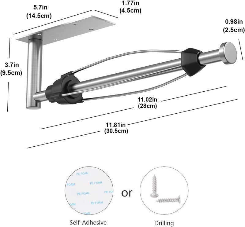 VAEHOLD Self Adhesive Paper Towel Holder Under Cabinet Mount, Wall Mounted Paper Towel Roll Holder with Damping Effect for Kitchen, Bathroom, Wall - SUS304 Stainless Steel (Brushed Silver) - Image 3