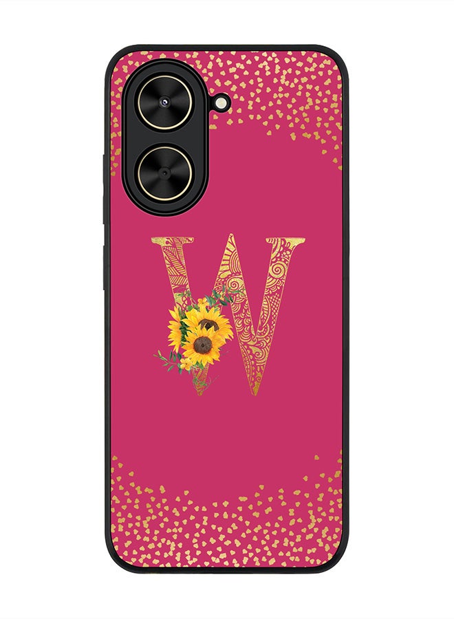 Stylizedd For Xiaomi Poco C71 / Redmi A5 4G Case,Slim fit Camera Protection, Shockproof Thin Phone cover  - Custom Floral Monogram - W ( Deep Pink )