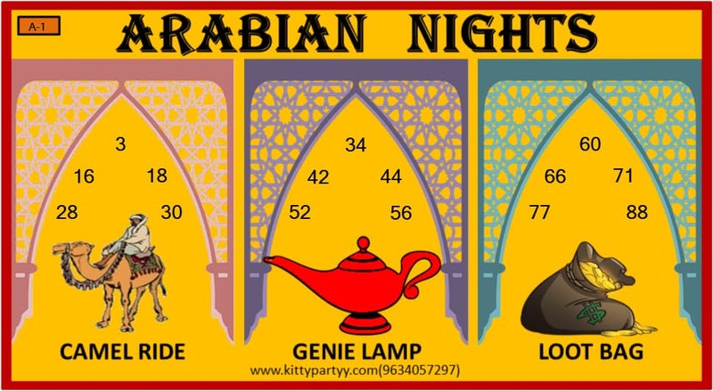 Kitty Partyy Arabian Night Yellow Tambola Ticket, 30 Tambola Tickets for Fun Family & Party Games - Image 5