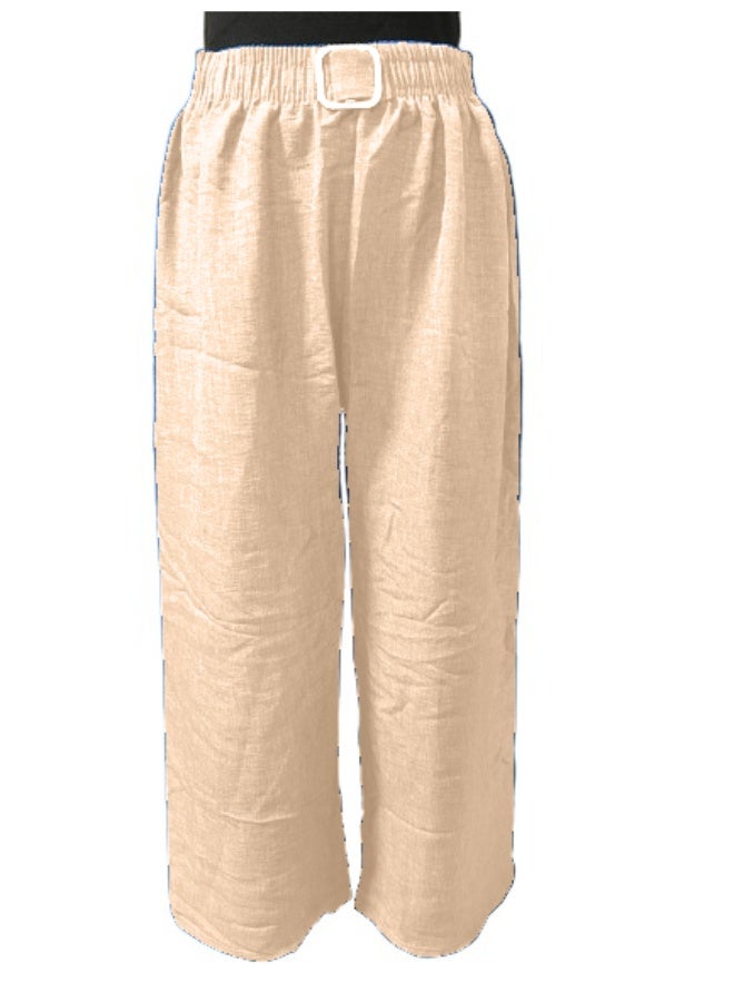 بنطلون نسائي واسع الساقين بخصر مطاطي، مناسب للارتداء اليومي، مقاس واحد - Image 1