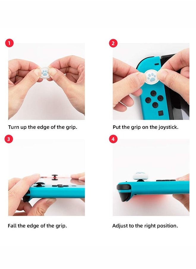 Unique Thumb Grip Joystick Caps for Nintendo Switch/OLED/Lite Console, Cute Cat Paw Shape Kawaii Silicone Joystick Cover Replacement Thumb Grip Covers for Joycon Switch Controller - Pink & Blue, 2 Pairs  - Image 4