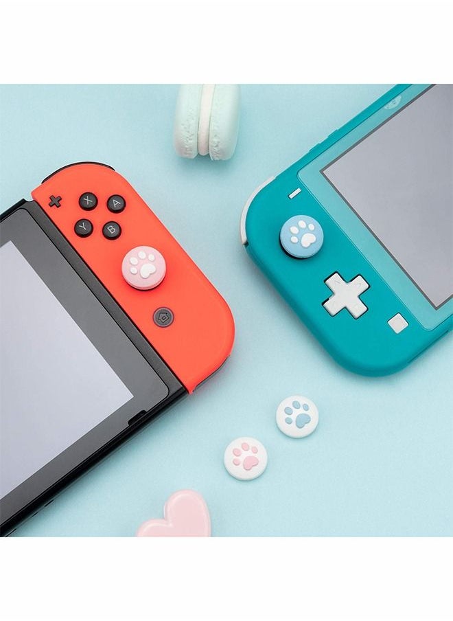 Unique Thumb Grip Joystick Caps for Nintendo Switch/OLED/Lite Console, Cute Cat Paw Shape Kawaii Silicone Joystick Cover Replacement Thumb Grip Covers for Joycon Switch Controller - Pink & Blue, 2 Pairs  - Image 2
