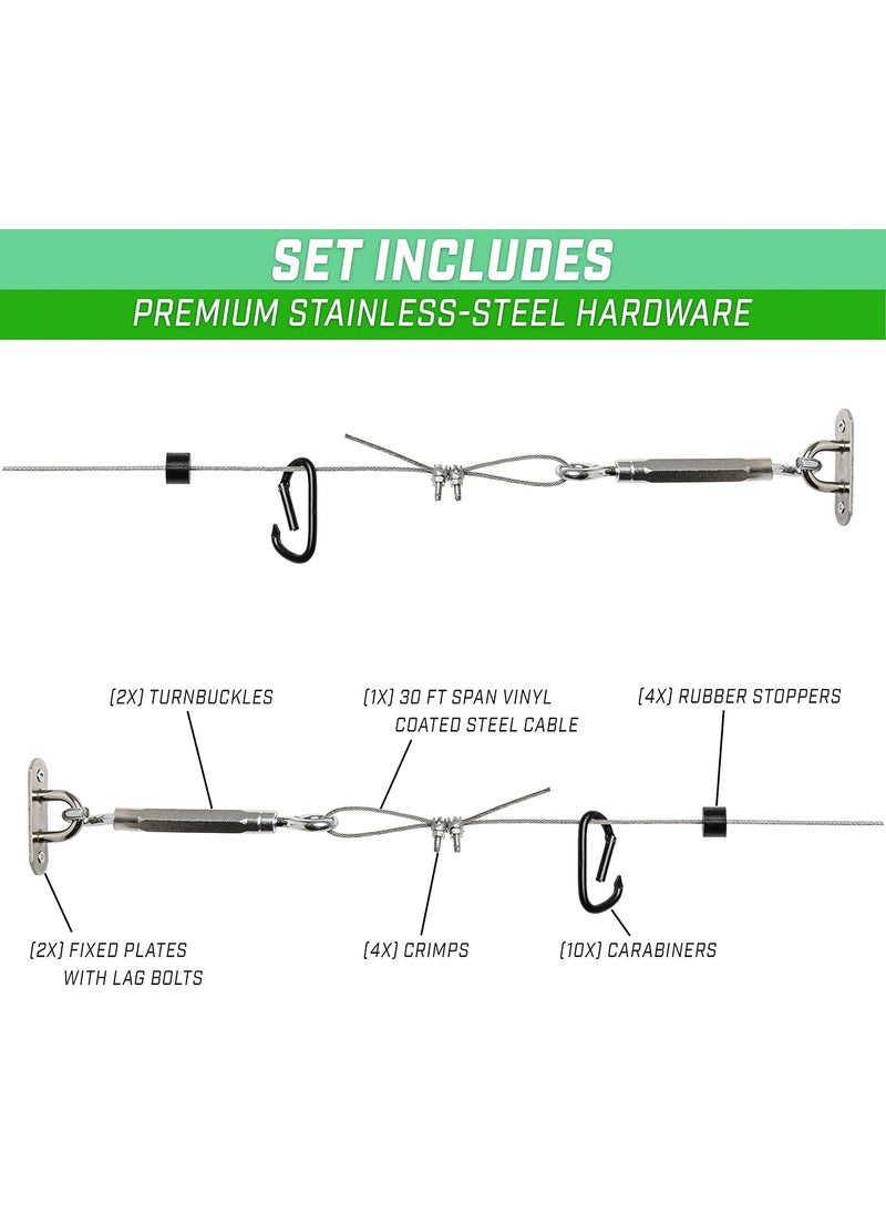 GoSports GoSports 30 ft Span Adjustable Wire Hanging Kit  Stainless Steel Cable System for Indoor  Outdoor Use  Hang Sports Nets String Lights and More  - Image 3