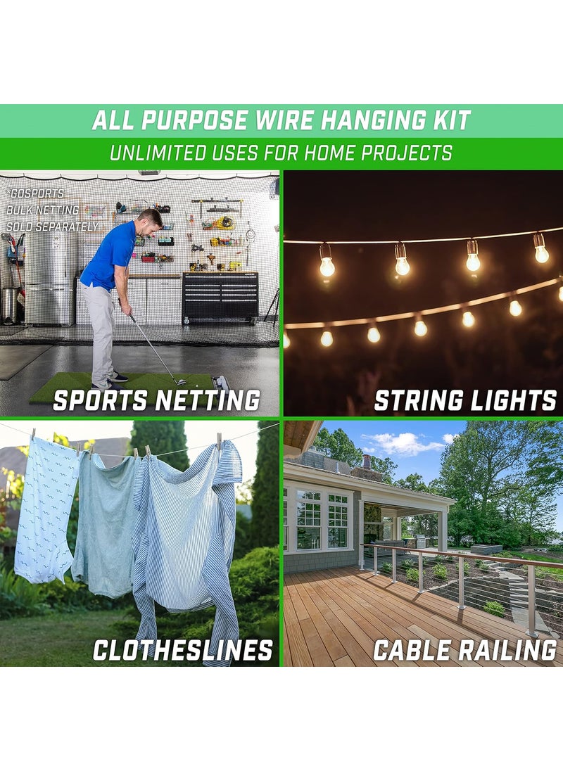 GoSports GoSports 30 ft Span Adjustable Wire Hanging Kit  Stainless Steel Cable System for Indoor  Outdoor Use  Hang Sports Nets String Lights and More  - Image 2