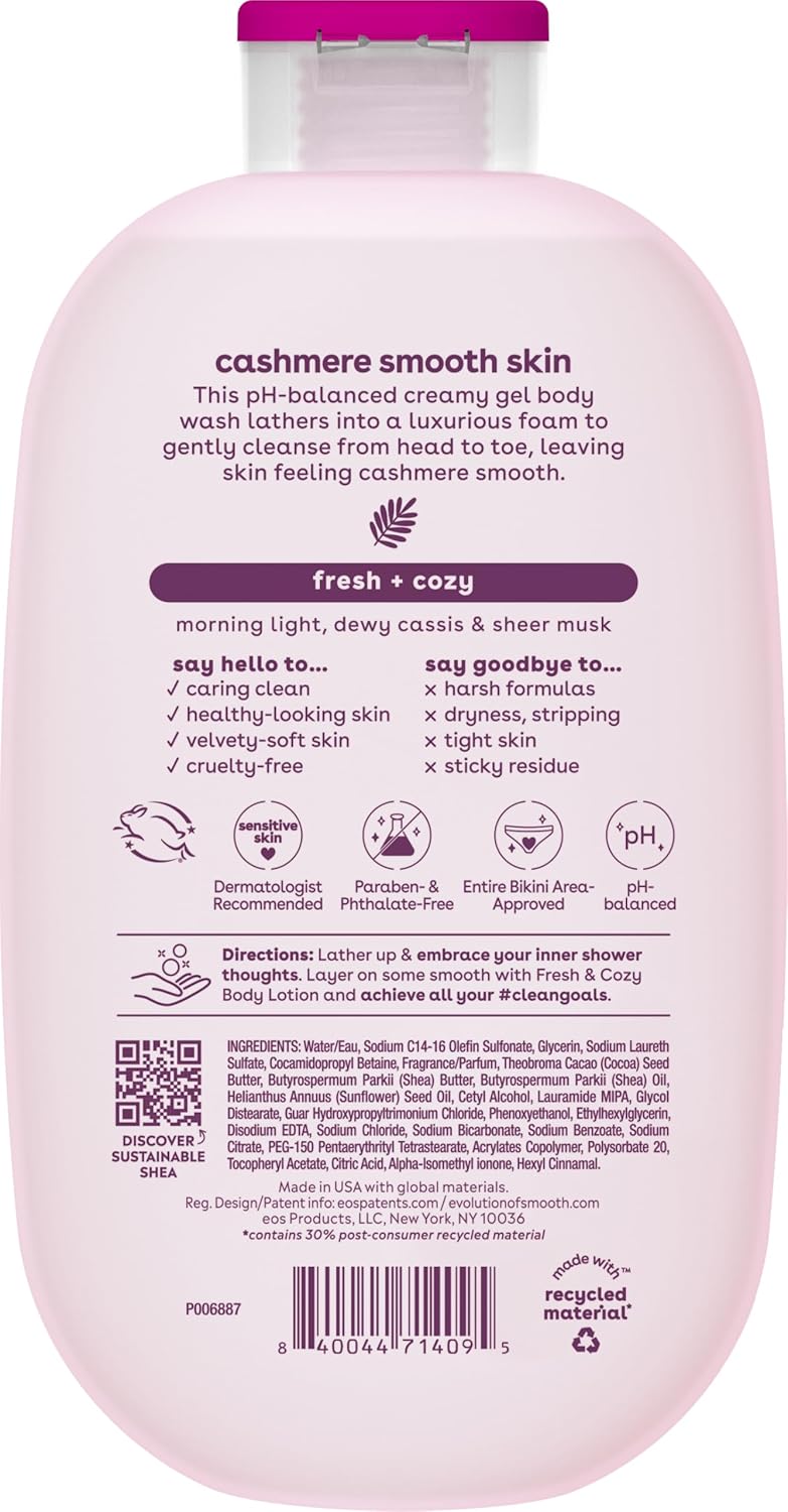eos Shea Better Cashmere Body Wash Fresh Cozy Moisturizing pH Balanced Body Wash Creamy Gel Formula Paraben Phthalate Free Sensitive Skin 16 fl oz - Image 2