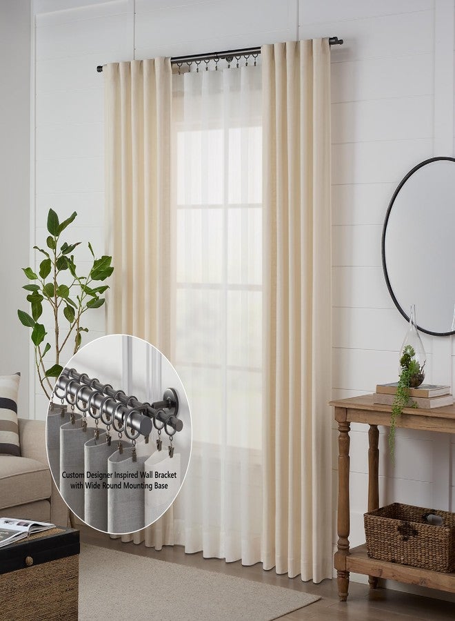 مود سلسلة مود كامبريا ديزاينر - قضيب ستارة مزدوج فاخر بطول 3 أقدام - قطر كبير 1-1/8 بوصة - غير قابل للتعديل لمظهر انسيابي - دعامات وأغطية طرفية فاخرة بتصميم أنيق - طلاء أسود ساتان - Image 5