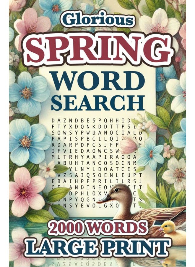 بحث الكلمات الربيعي بحروف كبيرة: 2000 كلمة - 84 لغز - كتاب بحث الكلمات بخط كبير للبالغين وكبار السن والمراهقين