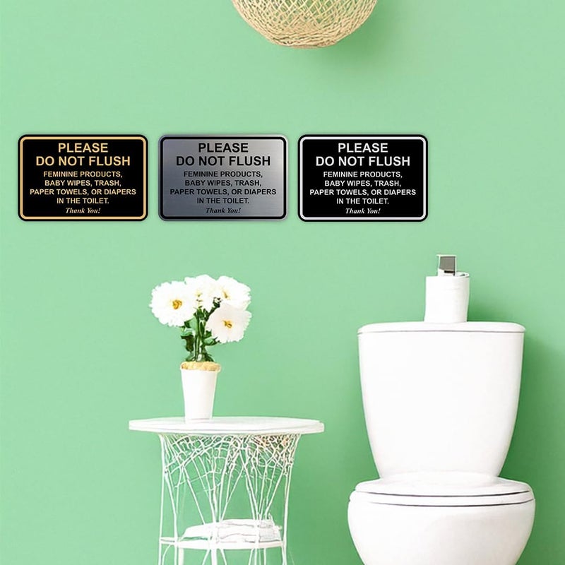 All Quality Classic Framed Please Do Not Flush Thank You Bathroom Etiquette Sign - 4" x 6" (Brushed Silver) 10 Pack - Image 5