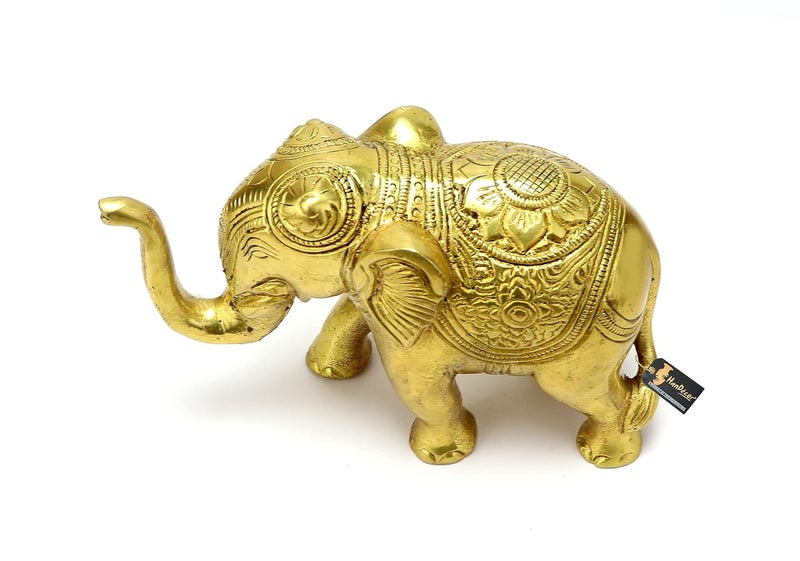 Two Moustaches Two Moustaches 5 Inches Handcrafted Brass Elephant Dcor Showpiece Standard Antique Yellow Material Brass Pack of 1 - Image 4