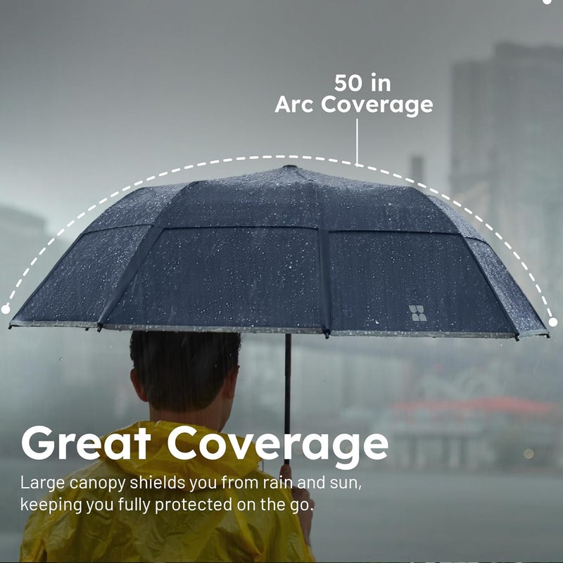Weatherman Premium Collapsible Travel Umbrella - Windproof, Compact, Easy Auto Open - Resists Up to 55 MPH Winds - Perfect for Rain, Wind, Backpack, Car - Folding Umbrella (Black) - Image 4