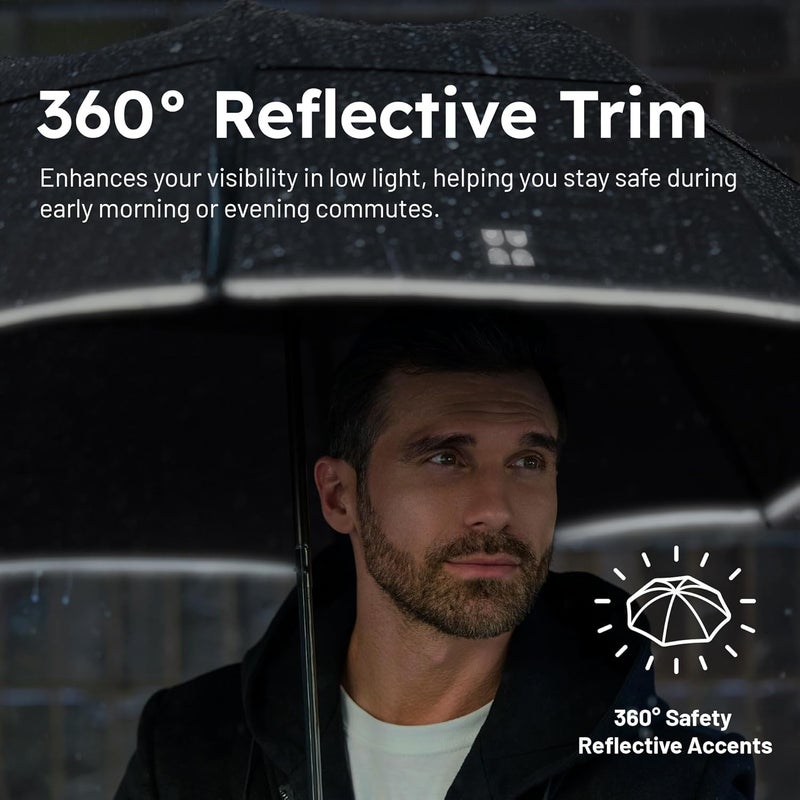 Weatherman Premium Collapsible Travel Umbrella - Windproof, Compact, Easy Auto Open - Resists Up to 55 MPH Winds - Perfect for Rain, Wind, Backpack, Car - Folding Umbrella (Black) - Image 5
