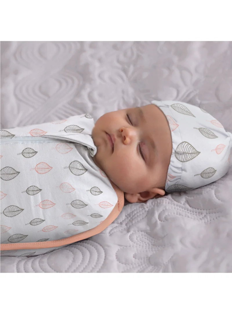 Moon Swaddle Pods With Beanie Pack Of 2 Front Two Way Zippered Orange And Forest Print
