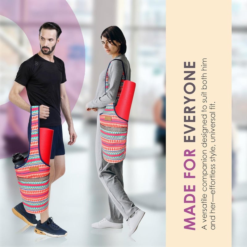 ALLEN & MATE 100% Cotton Unisex Yoga Mat Bag – Versatile Carrier with Mat Straps, Large Storage Pockets Fits Yoga & Pilates Mats - Image 3