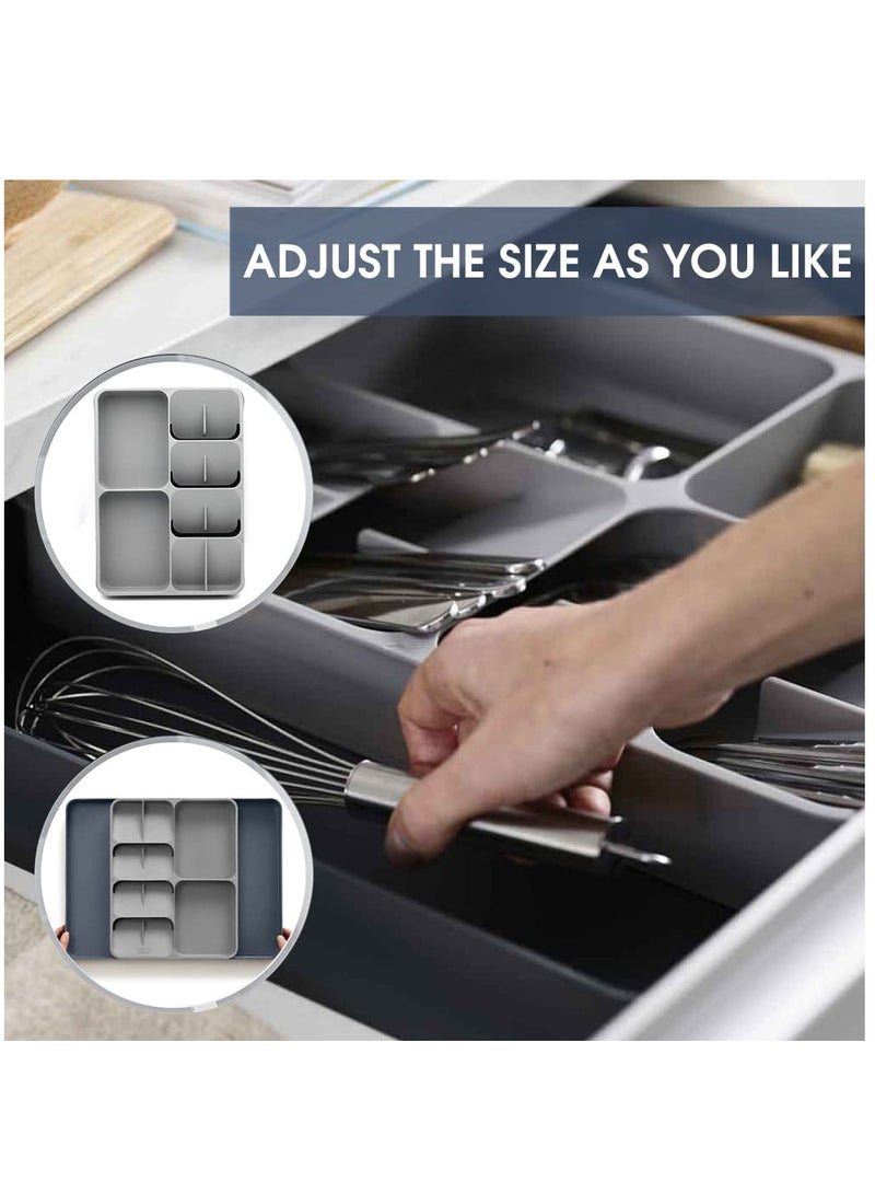 Arabest Kitchen Drawer Organizer, Large Expandable Utensil Organizer in Drawer, Adjustable Flatware Spoon Fork Storage Tray for Kitchen Cutlery, Gadgets, Office Supplies - Image 2