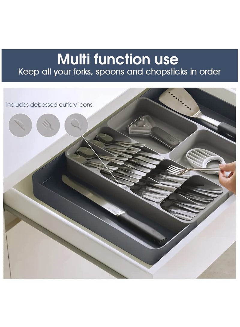 Arabest Kitchen Drawer Organizer, Large Expandable Utensil Organizer in Drawer, Adjustable Flatware Spoon Fork Storage Tray for Kitchen Cutlery, Gadgets, Office Supplies - Image 3