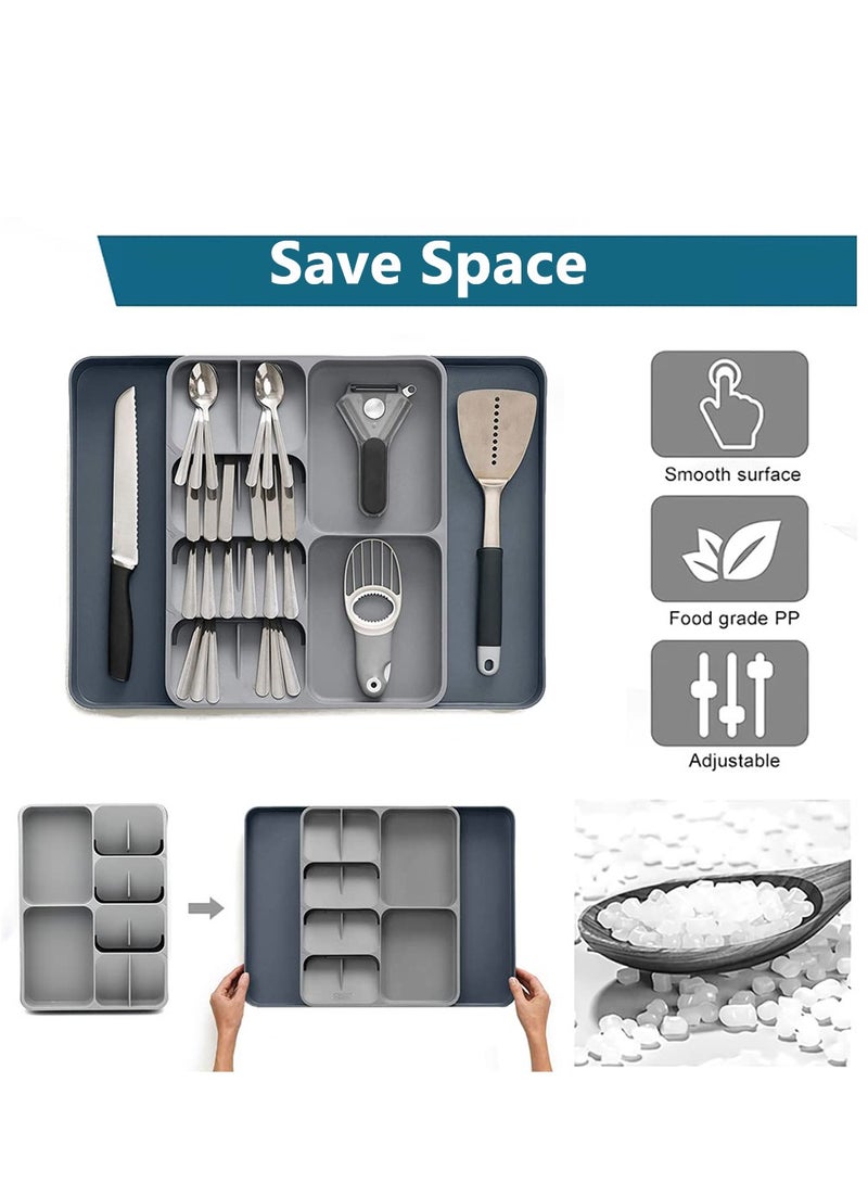 Arabest Kitchen Drawer Organizer, Large Expandable Utensil Organizer in Drawer, Adjustable Flatware Spoon Fork Storage Tray for Kitchen Cutlery, Gadgets, Office Supplies - Image 5