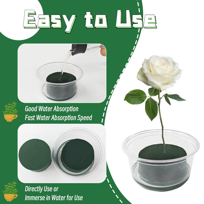 OJYUDD 8 PCS Round Floral Foam,Green Wet Dry Flower Foam,Florist Plant Foam Block for Wedding,Artificial Aisle Flowers,Party Decoration,Fresh Flowers Arrangements - Image 4