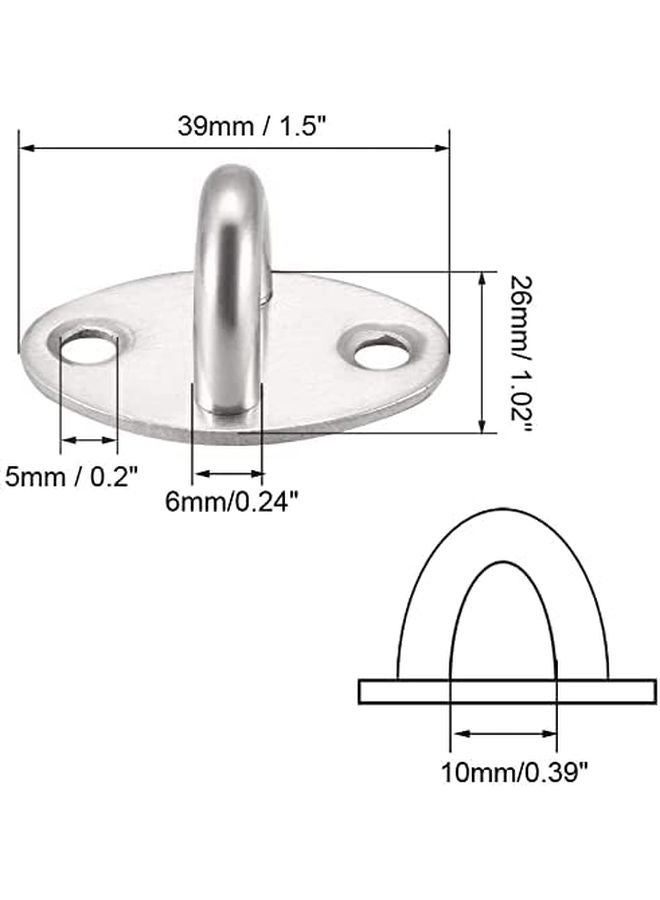 Stainless Steel Ceiling Hook Pad Eye Plate 39mm x 26mm x 19mm Wall Mount 4 Pcs - Image 3