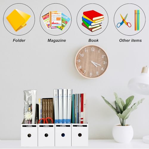 Limitliho 2 Pack White Magazine Holde, Vertical Book Bins for Classroom and Library Use, 10.6'' ×10.2'' ×3.5'' Inch Vertical File Folder Box - Image 3