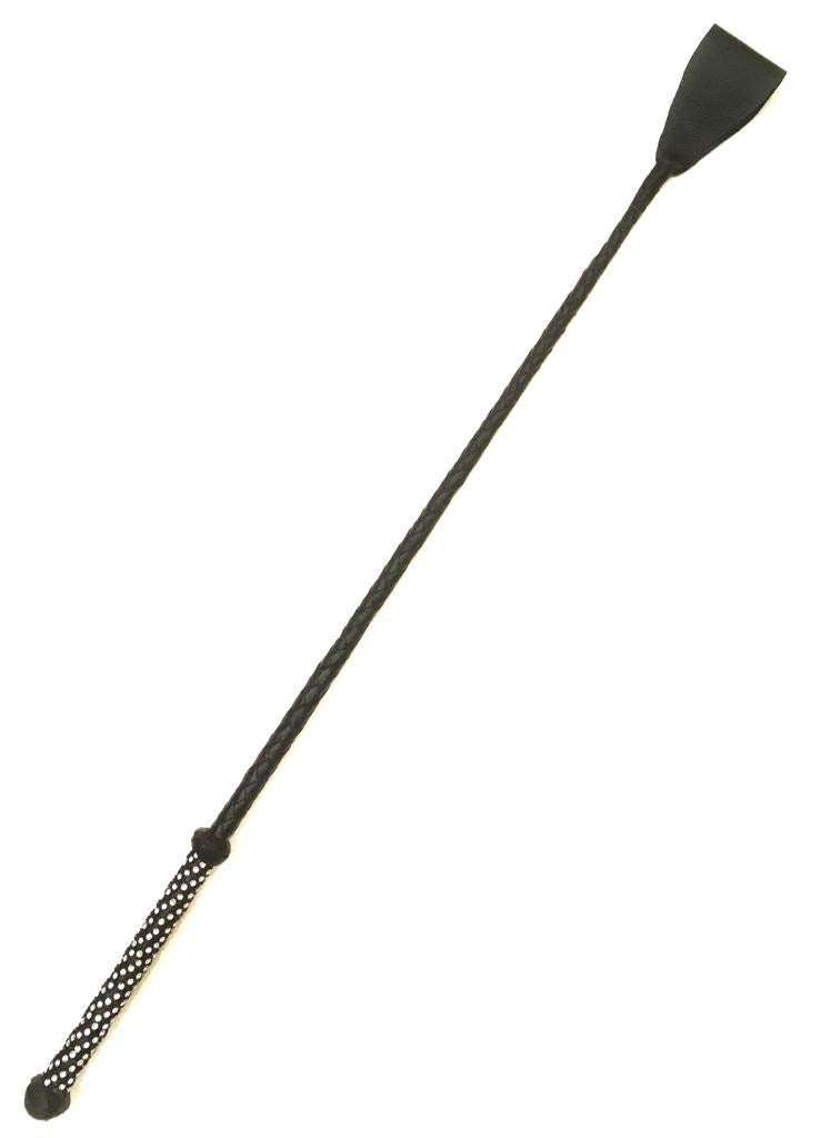 PETS TRIANGLE 27" Black Riding Crop Unbreakable Whip Stick - Leather Braided Equestrian Delight: 27-Inch Riding Crop for Pets - Image 1