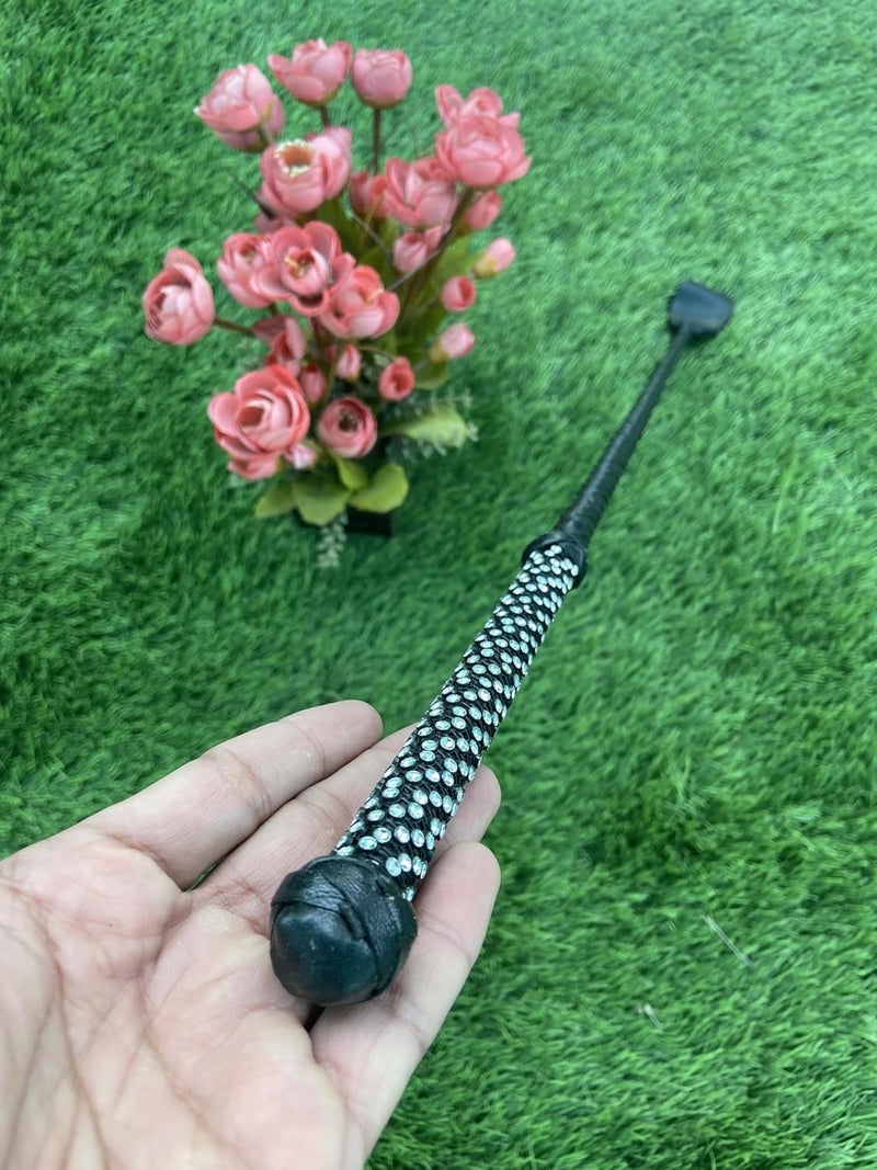PETS TRIANGLE 27" Black Riding Crop Unbreakable Whip Stick - Leather Braided Equestrian Delight: 27-Inch Riding Crop for Pets - Image 2