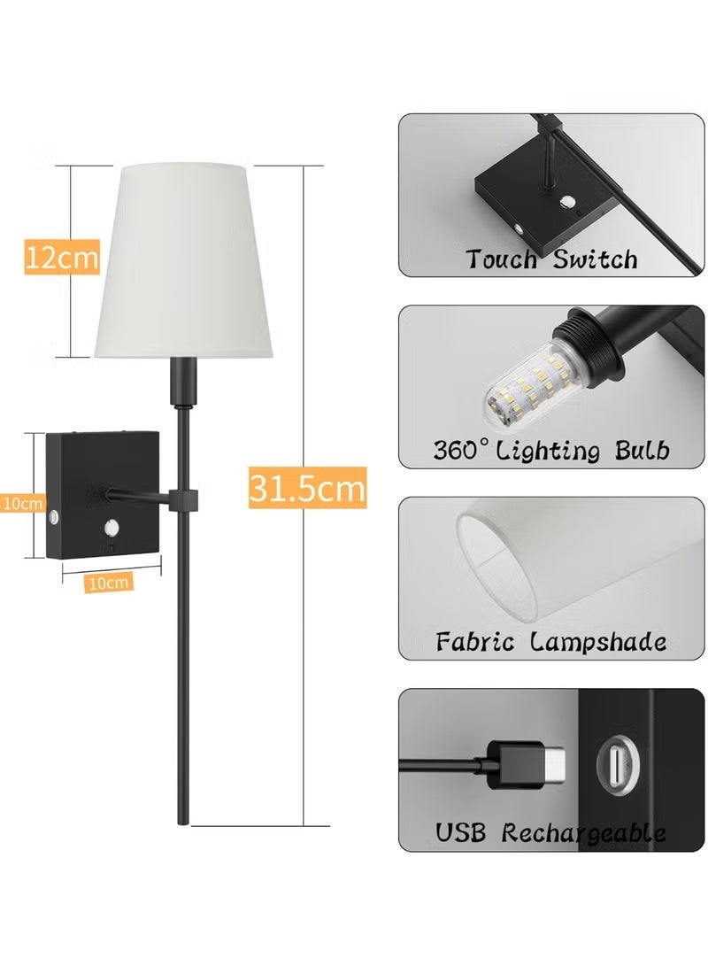 2-Pack Smart Wall Sconces, Rechargeable Battery-Powered LED Wall Lights with Remote Control, Mountable Sconces for Mirror, Hallway, Kitchen, Bedroom, Living Room, Bathroom - Image 2