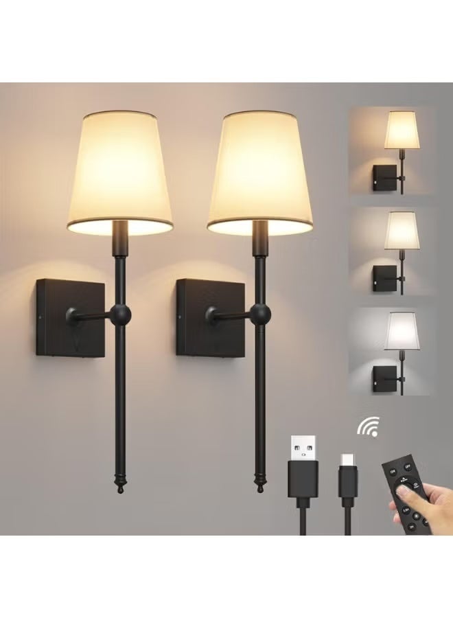 2-Pack Smart Wall Sconces, Rechargeable Battery-Powered LED Wall Lights with Remote Control, Mountable Sconces for Mirror, Hallway, Kitchen, Bedroom, Living Room, Bathroom - Image 1