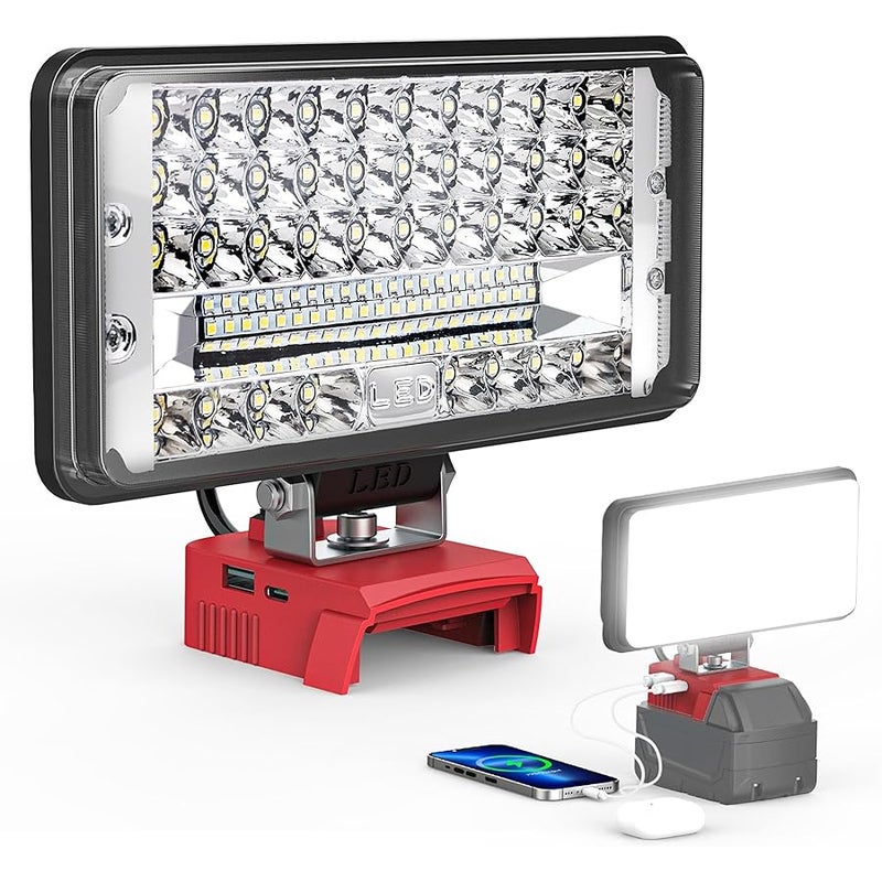 Ecarke LED Work Light Compatible with Milwaukee 18V Battery, 7'' 145W Cordless Work Lights 14500 Lumens of Brightness Battery Light with Low Voltage Protection & Type-C & USB-A Charger Port - Image 1