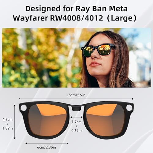 RCstyle HiBloks 4Pcs Polarized Clip Compatible with Ray-Ban Meta Wayfarer & Gen 2 (RW4008/RW4012 Large 53-22), Color Changing Clip Set for Meta Gen 2 Smart Glasses Discoloration Clip (Gray+Pink+Blue+Orange) - Image 3