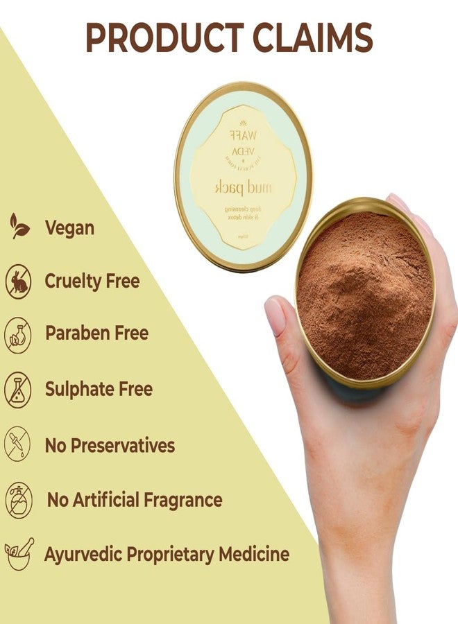 WAFF Ayurvedic Mud Face Pack - Detox & Brightening Face for Acne-Free, Glowing Skin | Oil Control, Pore Cleansing | 100g for Men & Women - Image 4