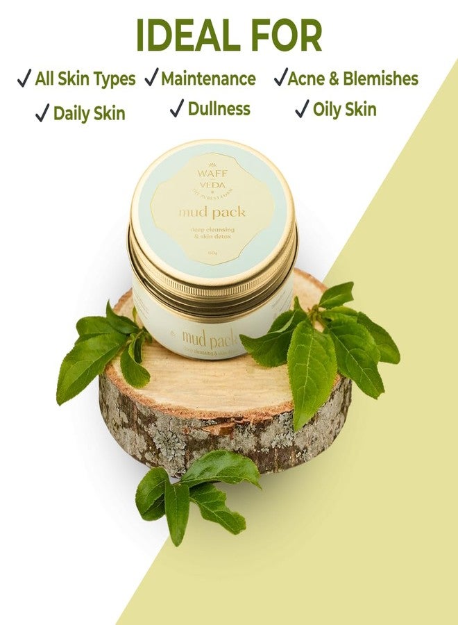 WAFF Ayurvedic Mud Face Pack - Detox & Brightening Face for Acne-Free, Glowing Skin | Oil Control, Pore Cleansing | 100g for Men & Women - Image 2