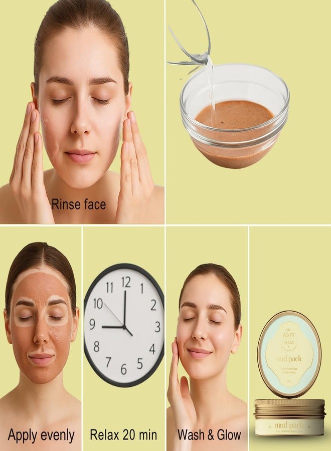 WAFF Ayurvedic Mud Face Pack - Detox & Brightening Face for Acne-Free, Glowing Skin | Oil Control, Pore Cleansing | 100g for Men & Women - Image 3