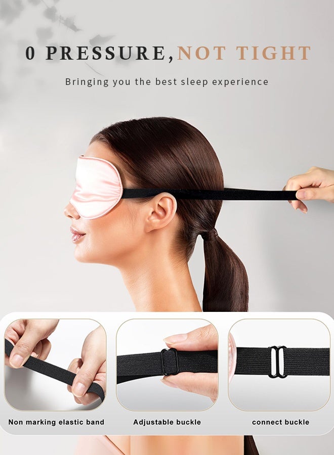 HAYALUX 3 Pcs Silk Blackout Sleep Masks, Eye Mask for Sleeping with Adjustable And Elastic Straps( Black, Pink and Blue) - Image 3