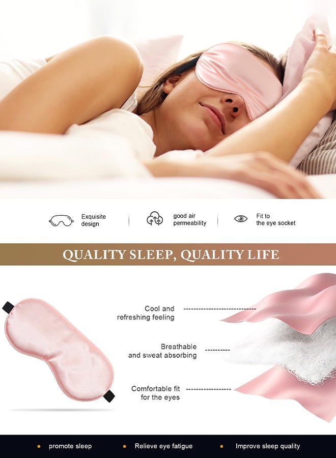 HAYALUX 3 Pcs Silk Blackout Sleep Masks, Eye Mask for Sleeping with Adjustable And Elastic Straps( Black, Pink and Blue) - Image 4