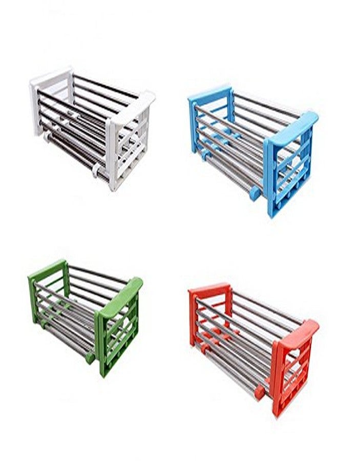 JERN Stainless Steel Draining Racks Wash Vegetable Basket Telescopic Holders Sink (Blue) - Image 4