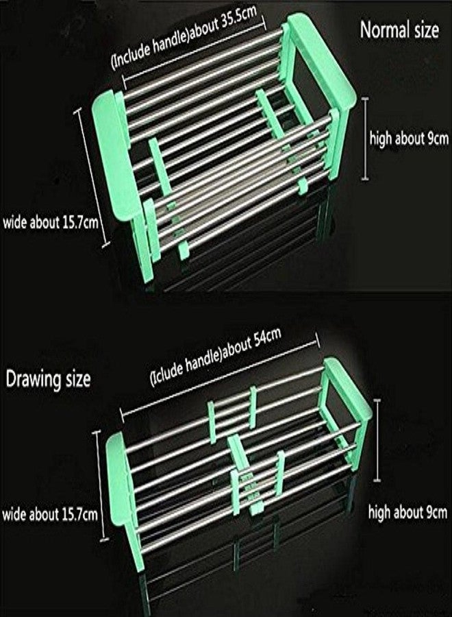 JERN Stainless Steel Draining Racks Wash Vegetable Basket Telescopic Holders Sink (Blue) - Image 3