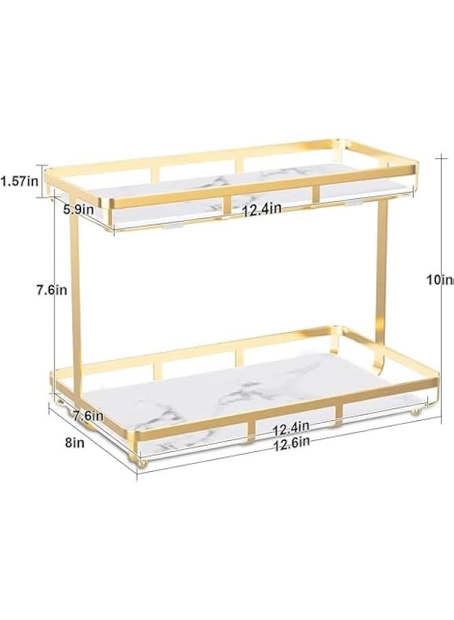HOOKOR 2 Tier Bathroom Countertop Organizer,Makeup Organization and Storage, Vanity Trays, Skincare Organizers, Counter Trays, Perfume, Display, Kitchen, Lotion, Cosmetic Makeup Organizer Shelf - Image 2