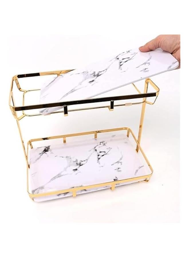 HOOKOR 2 Tier Bathroom Countertop Organizer,Makeup Organization and Storage, Vanity Trays, Skincare Organizers, Counter Trays, Perfume, Display, Kitchen, Lotion, Cosmetic Makeup Organizer Shelf - Image 3