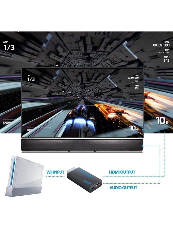 JZS Wii to Hdmi Connector/Converter/Adapter, 1080p Output Video, 3.5mm Audio - Supports All Wii Display Modes,Black - Image 5