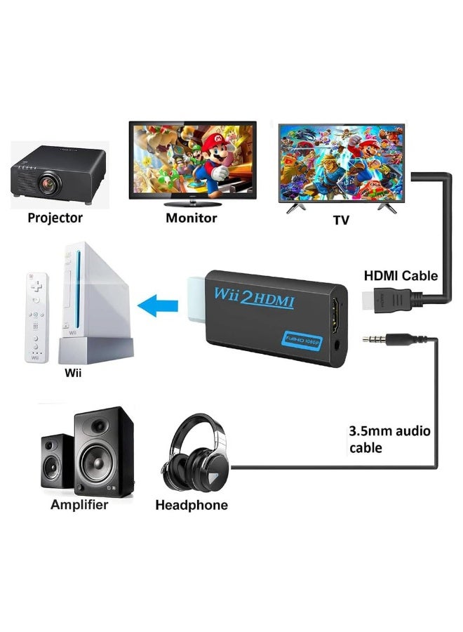 JZS Wii to Hdmi Connector/Converter/Adapter, 1080p Output Video, 3.5mm Audio - Supports All Wii Display Modes,Black - Image 4
