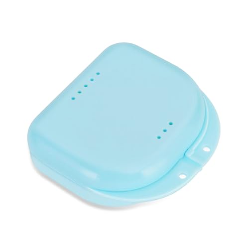 Annhua Dental Mouthguard Container Orthodontic Retainer Case with Vent Holes Denture Holder Box Clear Aligner Case Slim for HouseholdTravelOffice Bluish Light Easy to Carry