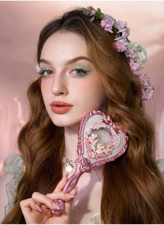 Flower Knows Midsummer Fairytales Hand Mirror Embossed Flower Hand Held Makeup Mirror -Tea Menthe  - Image 2
