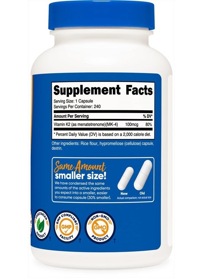 Nutricost فيتامين ك2 (MK4) 240 كبسولة (100 ميكروجرام) - خالية من الجلوتين وغير معدلة وراثيًا - Image 4