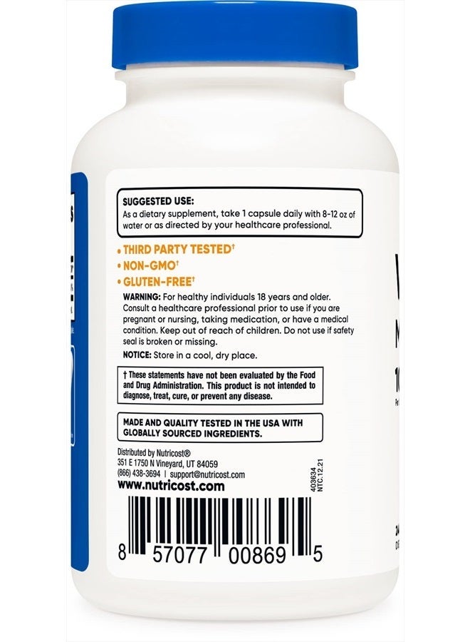 Nutricost فيتامين ك2 (MK4) 240 كبسولة (100 ميكروجرام) - خالية من الجلوتين وغير معدلة وراثيًا - Image 3