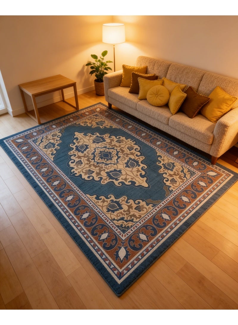 كي واي دي سجادة أرضية مقاس 160×230 سم، قابلة للطي لغرفة المعيشة، سجادة ناعمة منخفضة الوبر ذات تصميم فسيح، سجاد فارسي قابل للغسل، سجاد أرضي للمنزل والمكتب - Image 3