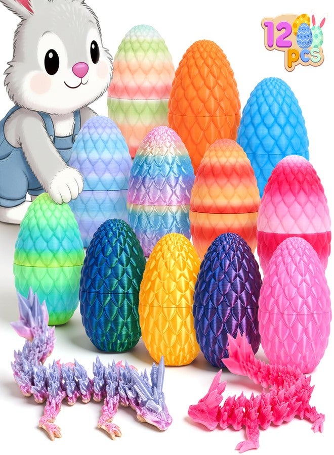 YILCER 12PCS 3D Printed Dragon Eggs Prefilled Easter Eggs with Dragon for Basket Stuffers Articulated Animals Toy Gifts for Kids Teens Unique Easter Basket Essentials Goodie Bag Fillers - Image 1