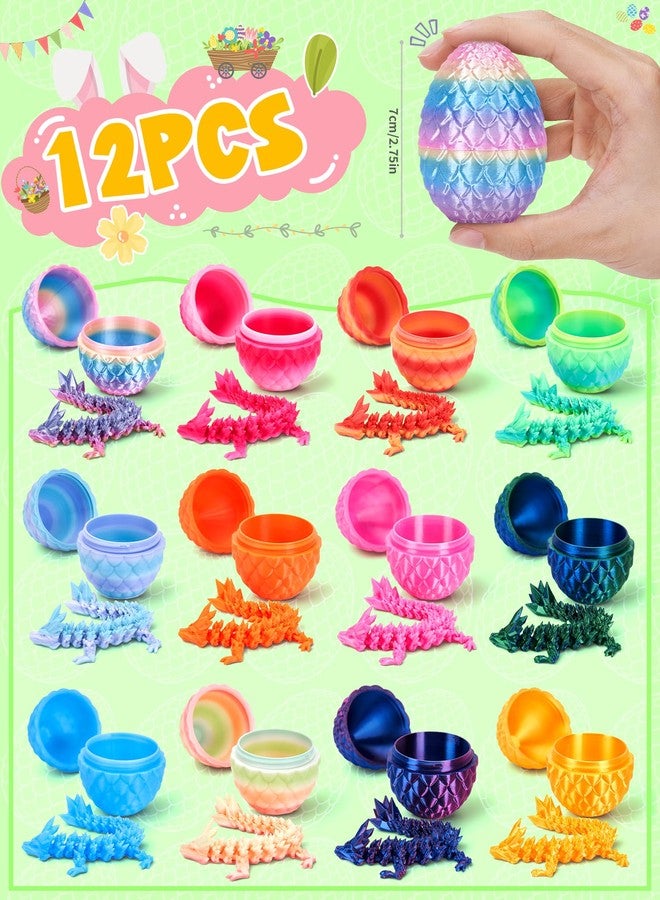 YILCER 12PCS 3D Printed Dragon Eggs Prefilled Easter Eggs with Dragon for Basket Stuffers Articulated Animals Toy Gifts for Kids Teens Unique Easter Basket Essentials Goodie Bag Fillers - Image 2