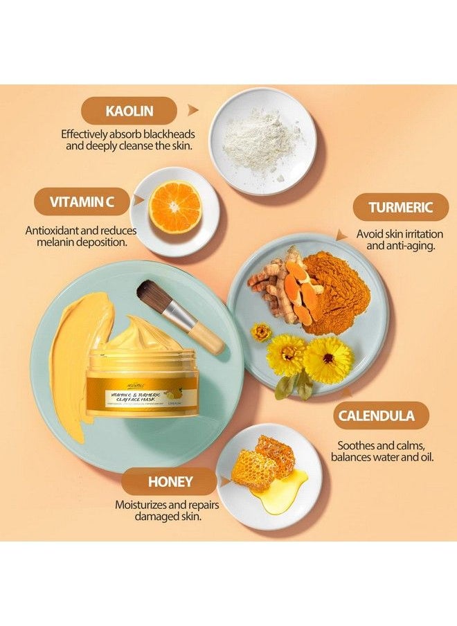 POP MODERN.C - Turmeric Vitamin C Clay Mask Deep Cleansing Face Mask Skin Care Improve Blackheads Acne Dark Spots And Even Out Skin Tone Facial Mask Control Oil And Refining Pores - Image 1